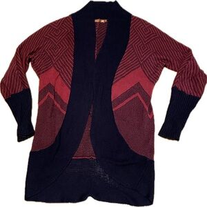 belldini cardigan small with navy & orange chevron stripes